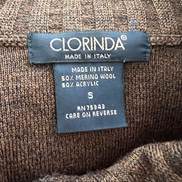 Clorinda Made in Italy Merino Wool Blend Wrap Cardigan Sweater Chocolate Brown S - Picture 6 of 7